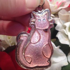 Keychain Cat Pink Glitter
